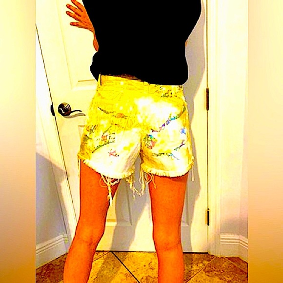 JOHN Elliot Brady Japanese denim shorts 25w Confetti color pattern dye N… - Picture 12 of 16